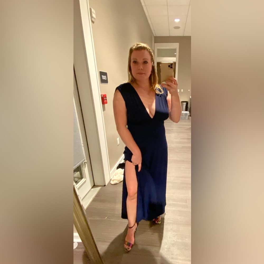 Veronica M Deep Blue Maxi Dress